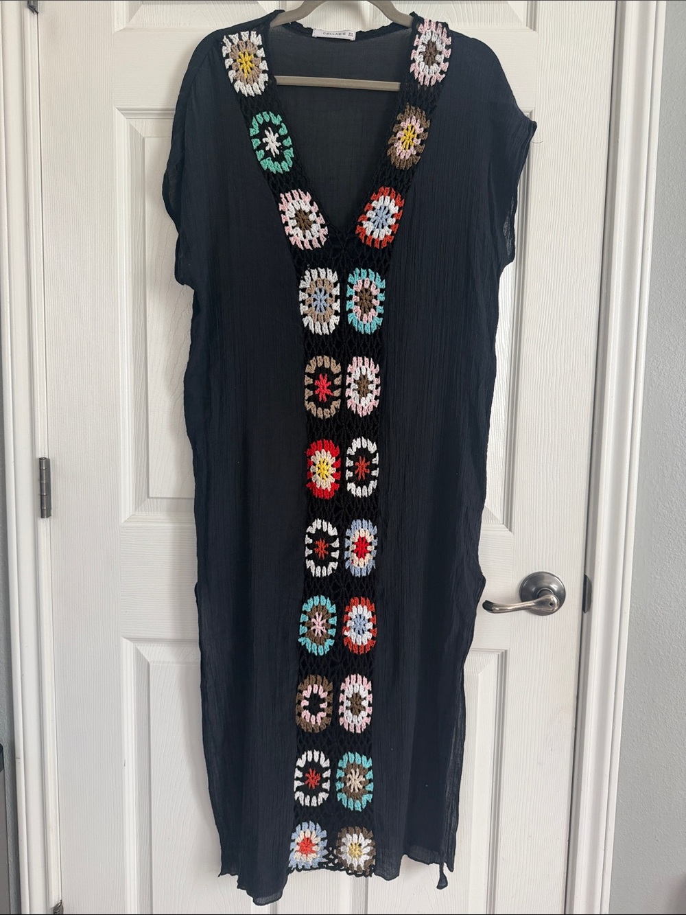 Cellabie France Boho Granny Square Crochet Maxi Cover Up